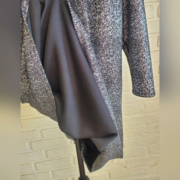 Nicole Miller Silver Gray Metallic Long Sleeve Sparkly Party Dress Plus 1X NEW - Picture 6 of 10